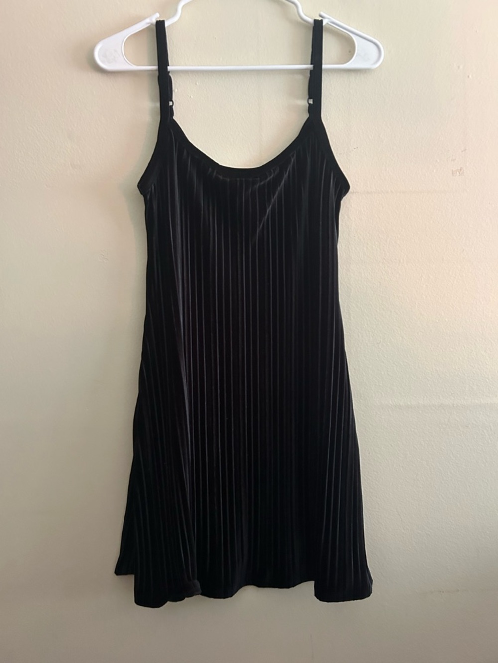 American Eagle Outfitters Black Velvet Pleated Mini Dress